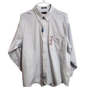 NWT CHAPS Light Blue with Neutral Stripes Button Down Dress Shirt Size 17 - 17.5